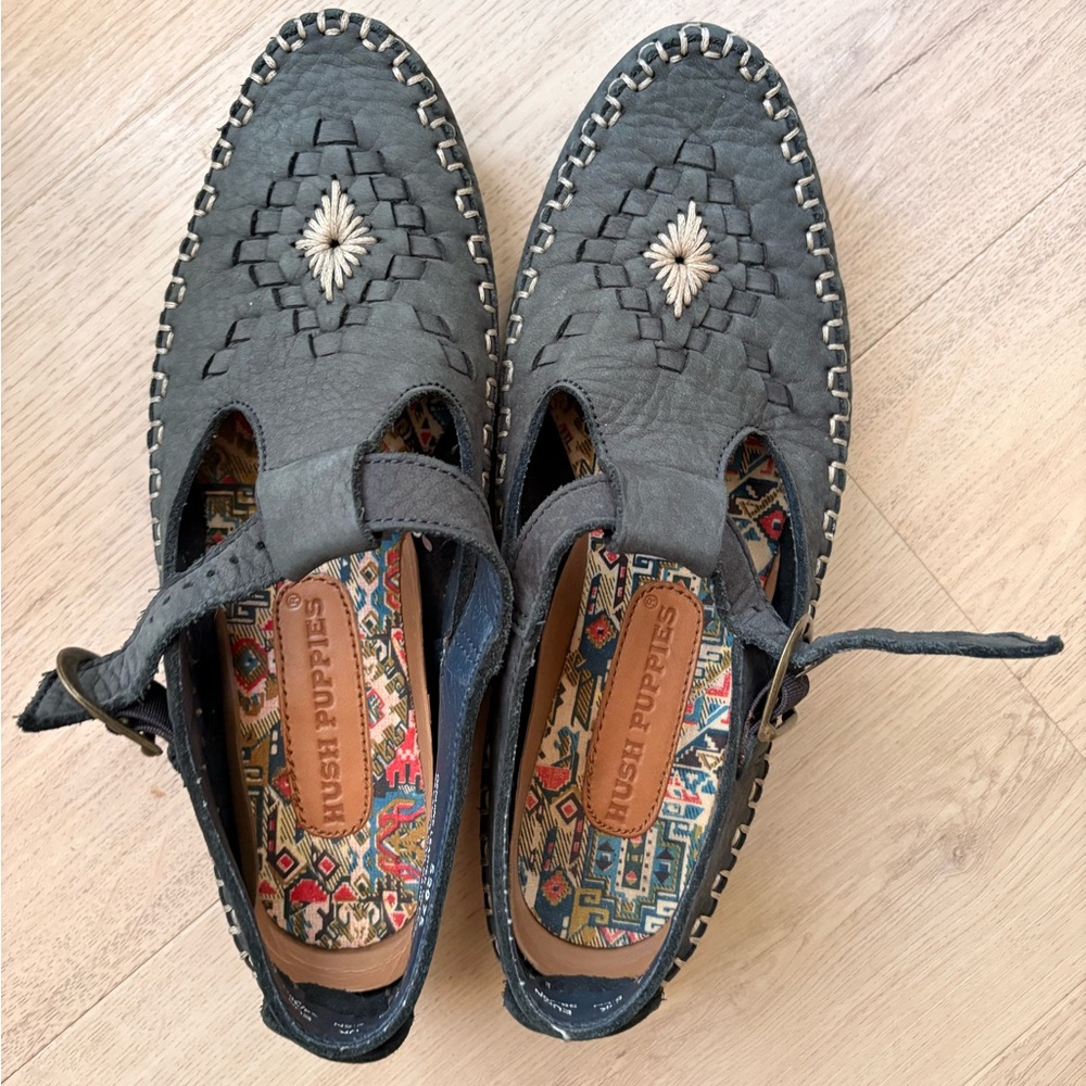 Hush Puppies Charcoal Woven Leather Slingback Flats